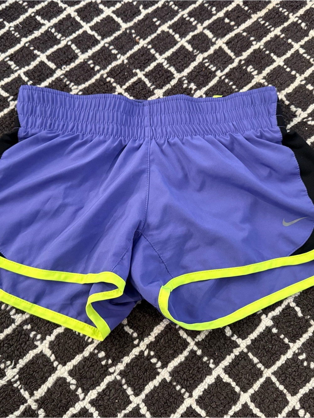 Nike Women's Violet Athletic Shorts with Neon Yellow Trim